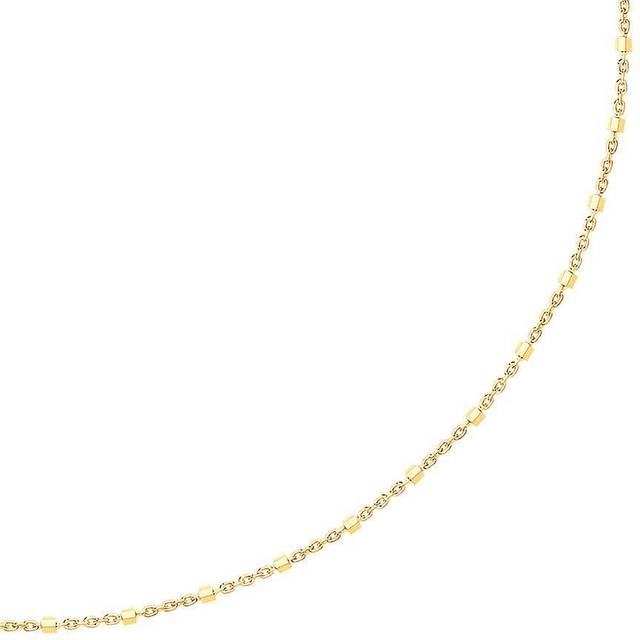 Jewelco London Ladies Yellow Gold-Plated Sterling Silver Octagon Prism Bead Chain Choker Collarette Necklace 14 inch - GVCL012G