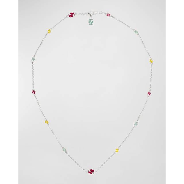 Gucci Interlocking Enamel Necklace YBB72895300100U - Silver
