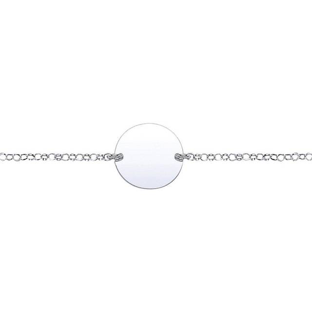 Jewelco London Ladies Sterling Silver ID Identity 17mm Round Disc Tag ID Identity Bracelet 13mm - GVB221