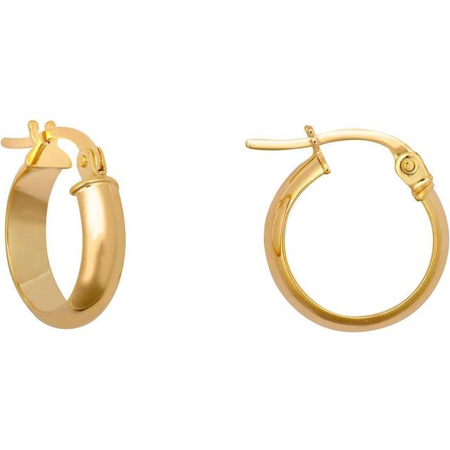 Jewelco London Ladies 9ct Yellow Gold D-Shape Wedding Band Style 3mm Hoop Earrings 13mm - JER807A