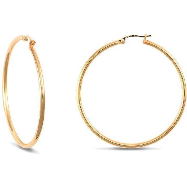 Jewelco London Ladies 9ct Yellow Gold Polished 2mm Hoop Earrings 45mm - JER390