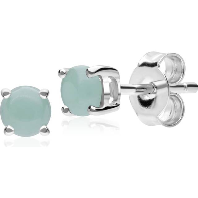 Classic Round Jade Claw Set Stud Earrings in 9ct White Gold 3.5mm