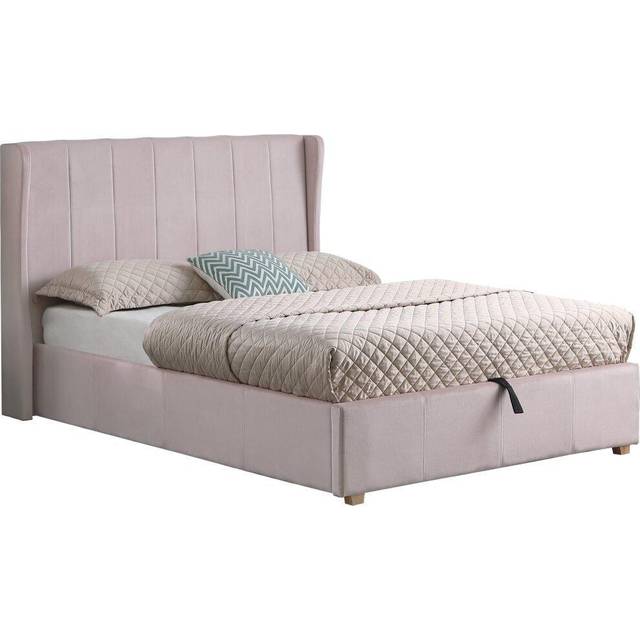 Seconique Amelia 4'6" Plus Bed - Pink Velvet Fabric, Pink