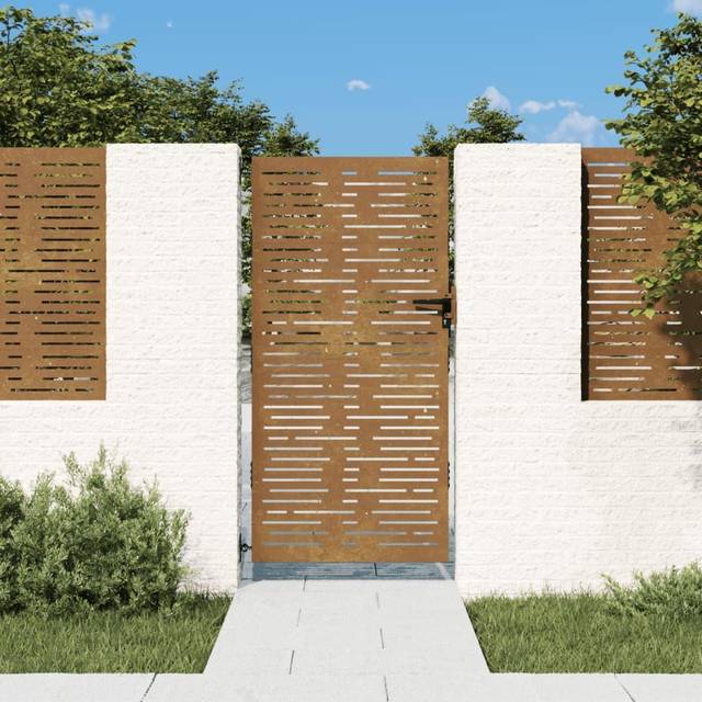 (85 x 175 cm) vidaXL Garden Gate Fence Gate Fence Panel 85x175 cm Corten Steel Square Design