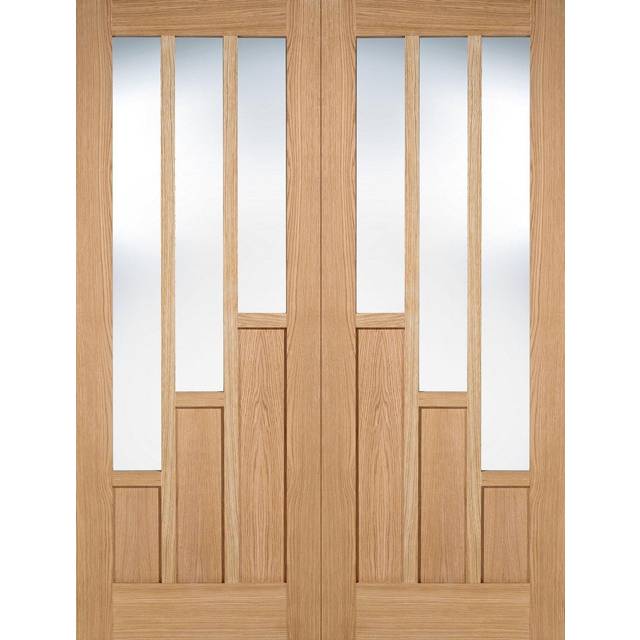 LPD Coventry 3P 3L Glazed Internal Door Pairs 1981 x 1372mm Pre-Finished Oak