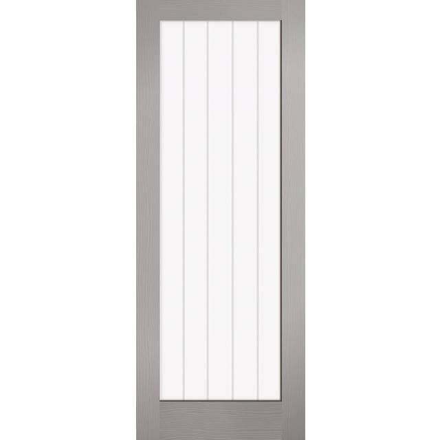 LPD Textured Vertical 1L Clear/Frosted Lines Glazed Internal Door 1981 x 762mm Pre-Finished Grey Composite