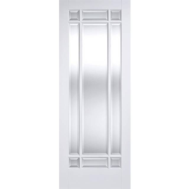 LPD Manhattan Glazed - Solid Primed Internal Door (Size: 1981 x 686mm, Thickness: 35mm) White  - Manhattan Glazed Internal Glass Doors