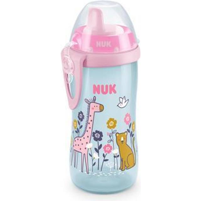 NUK Kiddy Cup småbarnsmugg | Från 12 månader | 300 ml | Läckagesäker, tålig pip | Hållare och skyddande lock | BPA-fri | Rosa