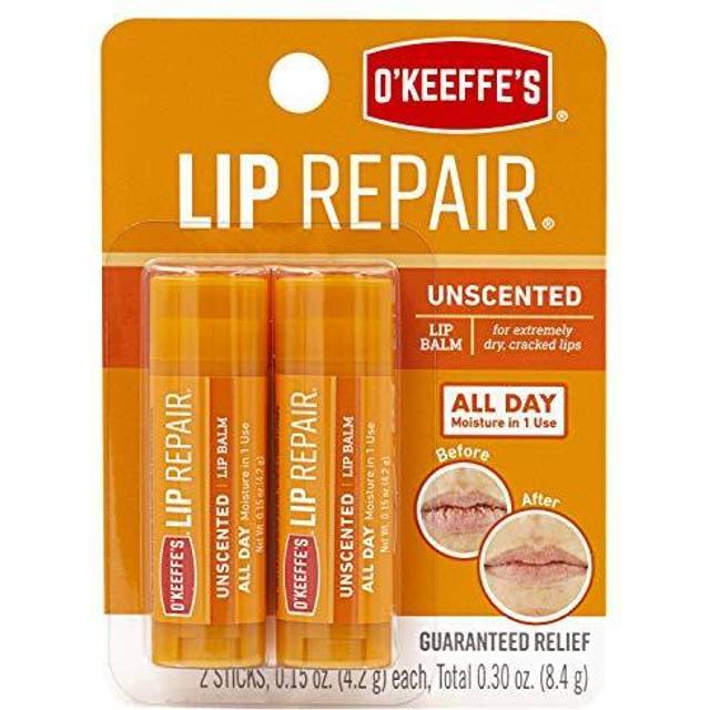 O'Keeffe's Unscented Lip Repair Lip Balm for Dry Cracked Lips Stick Pack of 2 clear K0700137