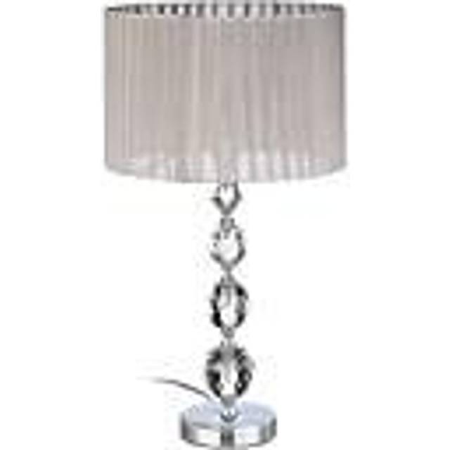 Relaxdays Sängbordslampa Kristall, H x B x D: 53 x 29,5 x 29,5 cm, Klar/Silver