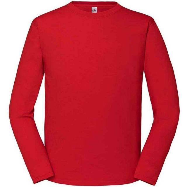 (L, Red) Fruit of the Loom Mens Iconic Long-Sleeved T-Shirt