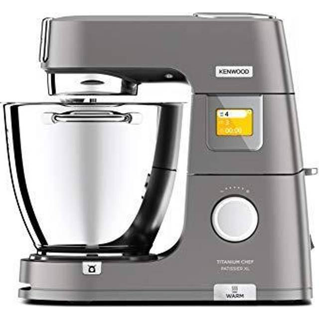 Kenwood Titanium Chef Patissier XL, Planetblandare med 7L EasyWarm-skål, Integrerad Våg och Mixer, 1400 watt, Stål, KWL90.034SI, Silverfärg