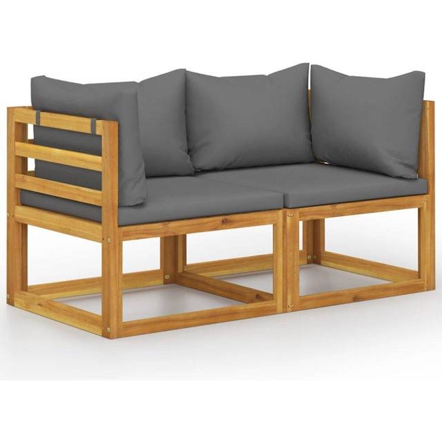 vidaXL 2-seater Garden Bench with Dark Grey Cushions (UK/IE/FI/NO only), Brown
