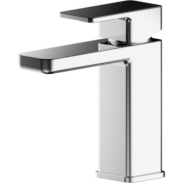 Windon Square Mono Basin Mixer Tap with Push Button Waste - Chrome - Nuie