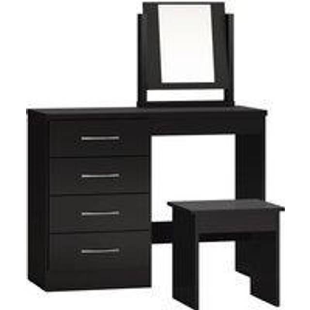 Nevada 4 Drawer Dressing Table Set in Black Gloss