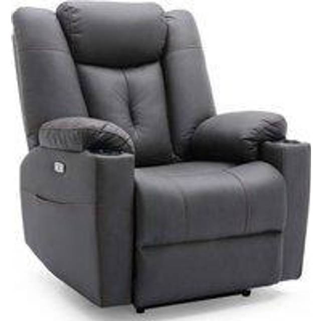 (Charcoal) Afton Electric Fabric Auto Recliner Armchair Gaming Usb Lounge Sofa Chair