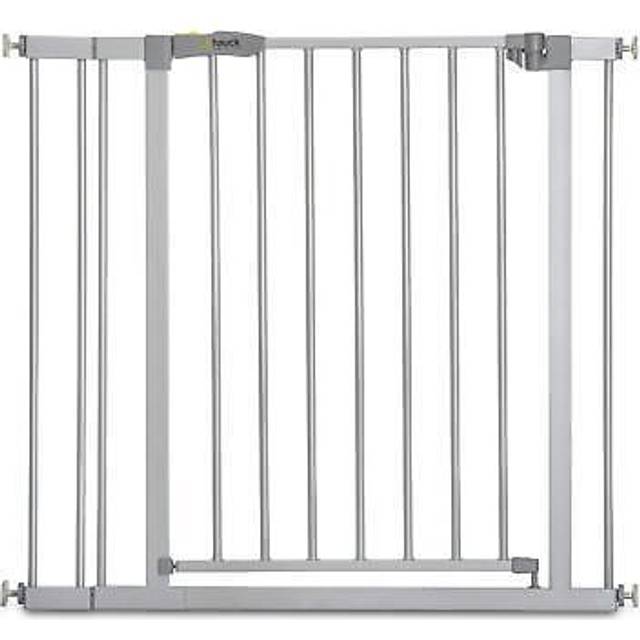 Hauck Safety Gate for Doors and Stairs Stop N Safe 2 incl. 9 cm Extension / Pressure Fit / 84 - 89 cm Large / Metal / Grey