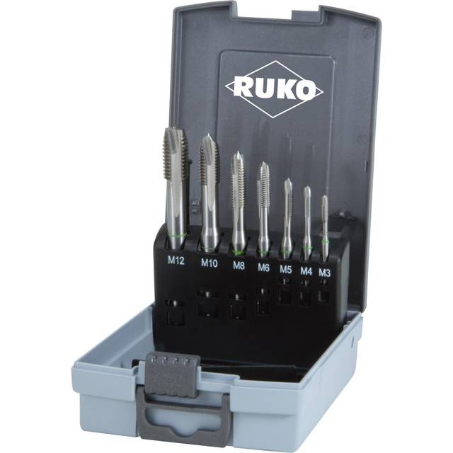 HSSE-Co 5 Machine Tap Set in Plastic Case, Bright Finish, 7 Pieces, R245061RO