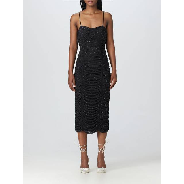 Draped Midi Dress with Rhinestone Embellishment size 38 (38)
