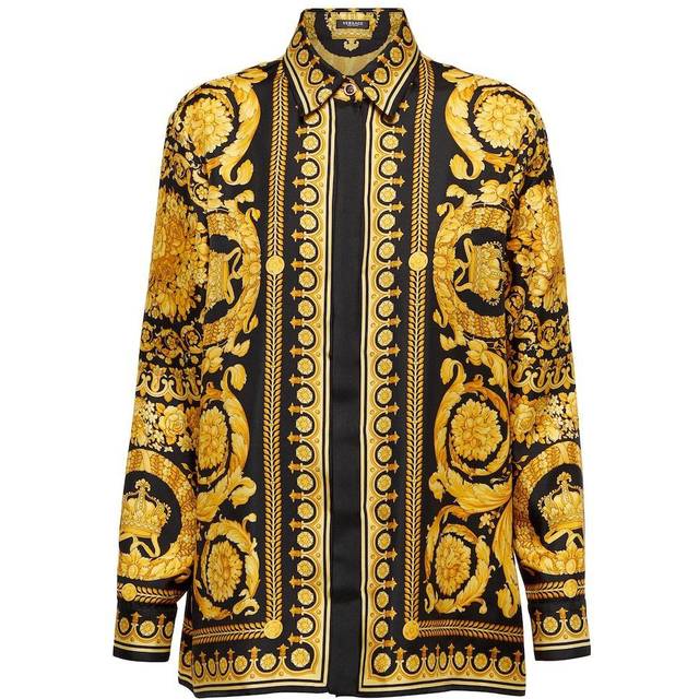 Versace, Blusar & Skjortor , Dam, S, Mönstrad skjorta - yellow (S)