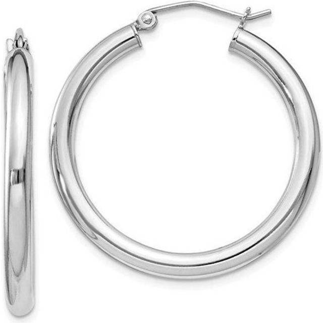 Reflection Beads QE809 3 mm Sterling Silver Rhodium-Plated 3 Round Hoop Earrings