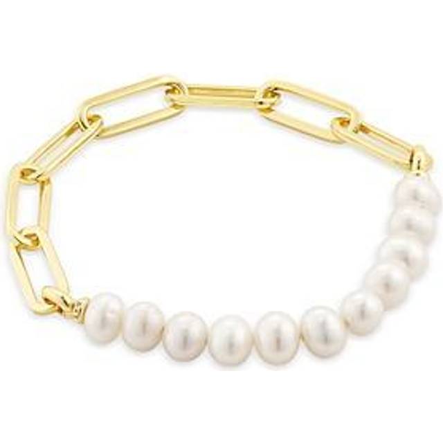 Kendra Scott Ashton Half 14K 6-6.5Mmmm Pearl Chain Bracelet