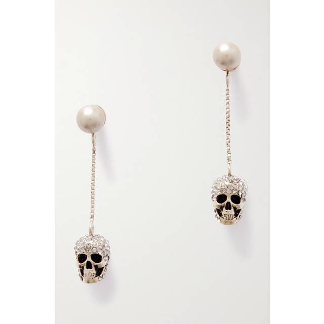MCQUEEN - Gold-tone, Swarovski Crystal And Faux Pearl Earrings - One size
