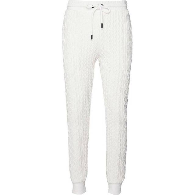 Criminal Damage Cable Knit Mens Off White Track Pants Cotton - Size Small