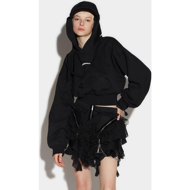 Dsquared2, Sweatshirts & Hoodies, Dam, M, Bomull, Logo Cropped Hoodie