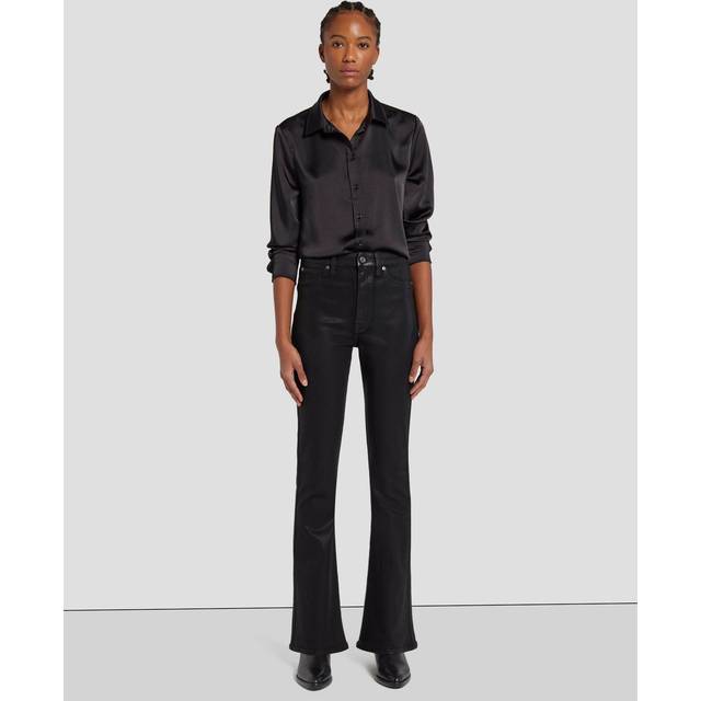 7 For All Mankind Ultra High-Rise Coated Black Skinny Boot Cut Jean
