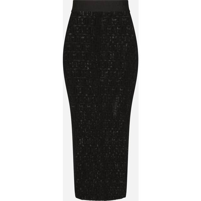 Dolce & Gabbana Tulle Calf-length Skirt With All-over Dg Logo - Woman Skirts Black 42