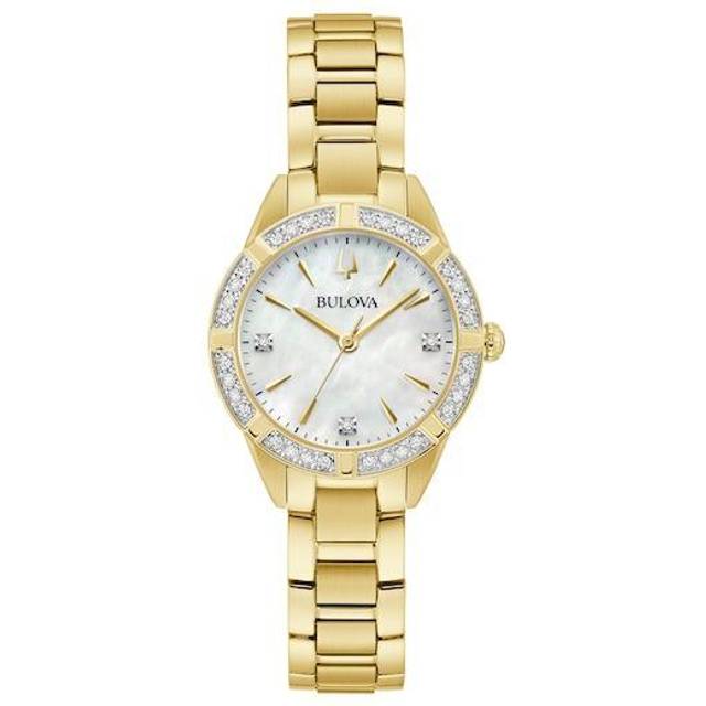 Bulova 98R297 Woman's Classic Sutton Diamond Bracelet Strap Watch, Gold/Mother-Of-Pearl