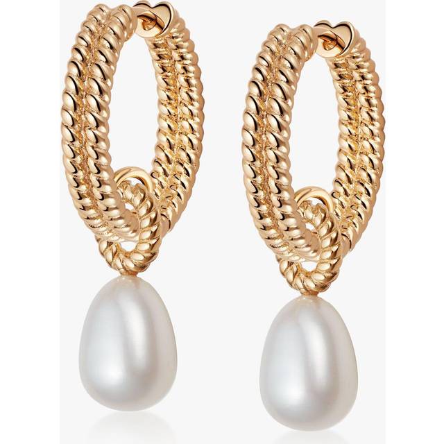 Treasures Double Rope Pearl Drop 18ct Gold Plated Earrings TE07_GP