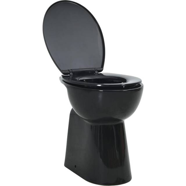 vidaXL Rimless Toilet 7 cm Elevated Height Soft Close Ceramic Black