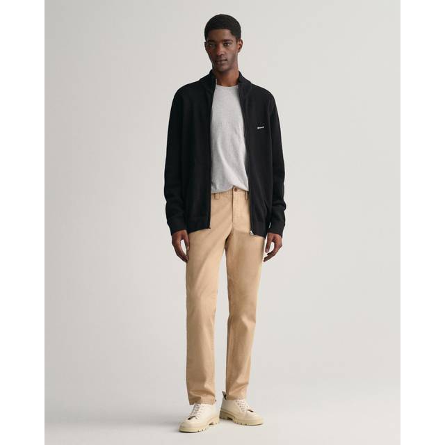 GANT Herr slim twill chinos klassiska byxor, mörk kaki, standard, Mörk kaki, 30W / 32L