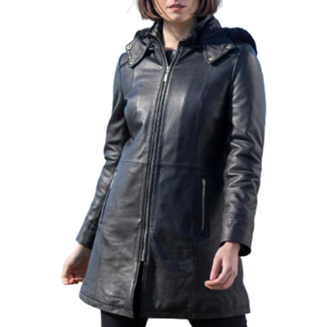 Lakeland Leather Womens Rydalwater Hooded Coat in Black - Size 14 UK