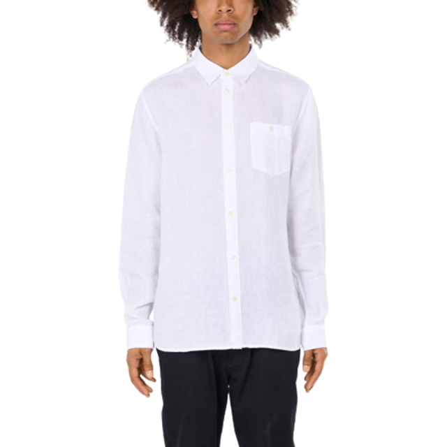 Custom Fit Linen Shirt Herr, L, Bright White