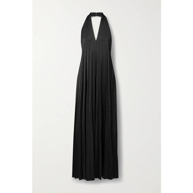 A.L.C. - Rio pleated satin halterneck jumpsuit - Black - US 0