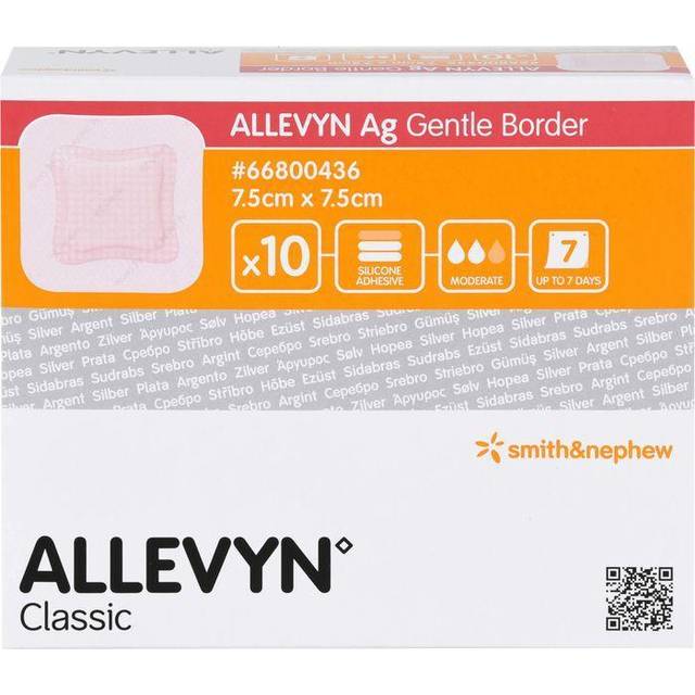 Skumförband silver silikon Allevyn Ag Gentle B - 7,5x7,5cm Border - 10 st