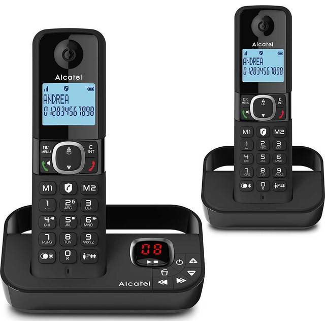 Alcatel F860 Voice full featured Cordless Phone, Twin Pack, Black