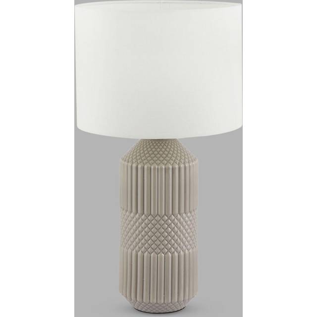 Pacific Meribel Grey Geo Textured Tall Ceramic Table Lamp, Grey