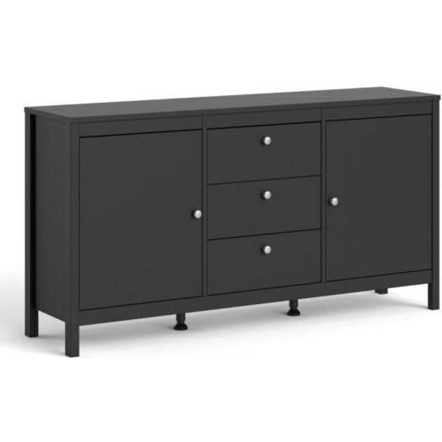 Madrid Sideboard 2 Doors + 3 Drawers In Matt Black, Black