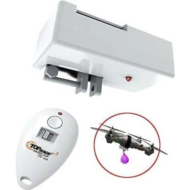 Top Race Remote Control Clip Drone - RC Object Launcher And Transporter Delivery With Parachute & More Accessories -  Holds Up to 7 oz In White