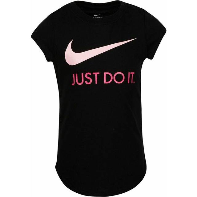 Nike unisex för barn. 36F245 Svart Swoosh T-shirt (3años= 92/98 cm), Casual, Deportivo, Bomull, Multisport, Kort ärm, barnmode (3años= 92/98 cm)