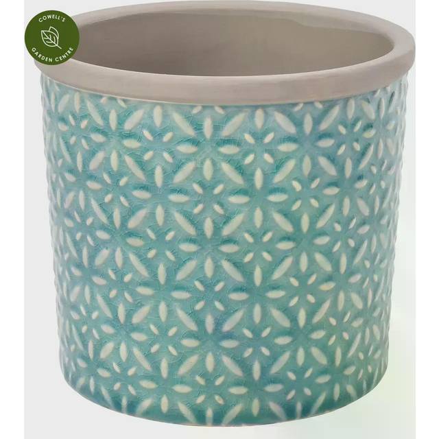 Burgon & Ball Tuscany Indoor Glazed Ceramic Plant Pot Large in Teal Blue