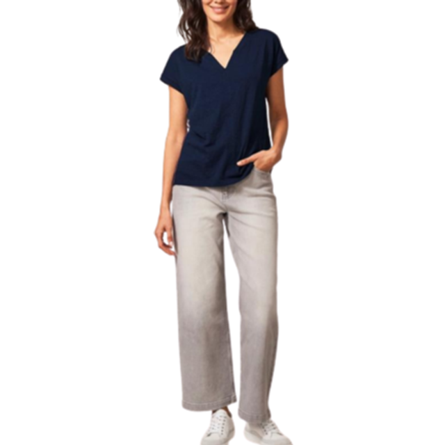Women's White Stuff Women's Nelly Notch Neck Tee Dark Navy - Size: 16