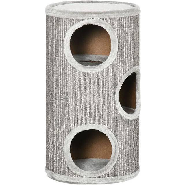 PawHut Cat Climbing Frame - Covered with Sisal - Cosy Platform - Light Grey | TJ Hughes