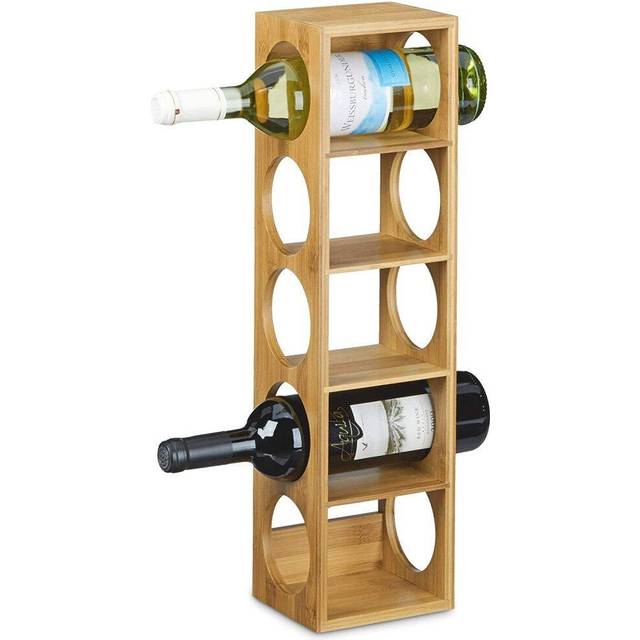 Relaxdays - Bamboo Wine Rack Size 53 x 14 x 12 cm, Bottle Holder with 5 Levels for Wine Bottles, Modern Bottle Storage Wine Holder for Horizontal