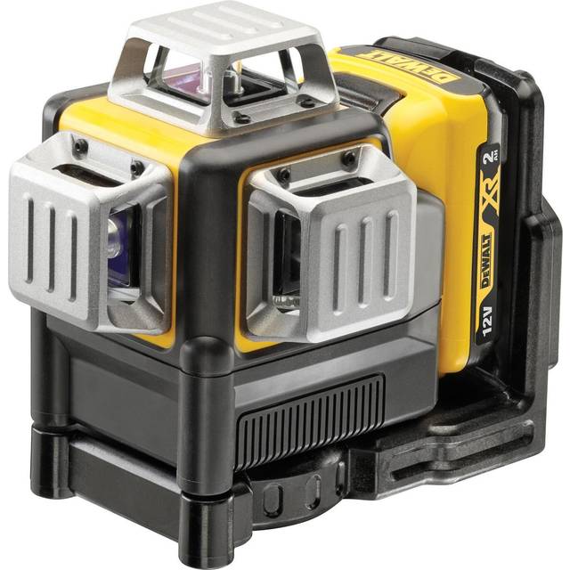 DCE089D1R Cordless 10.8V Self Level 360° Multi Red Beam Line Laser Set with 2Ah Battery, Charger, Case and DE0892 Digital Laser Detector - Dewalt