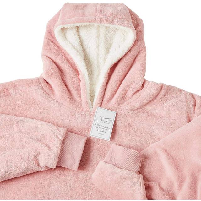 Sienna Sherpa Hoodie Blanket - Blush Pink - White - One Size